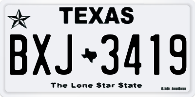 TX license plate BXJ3419