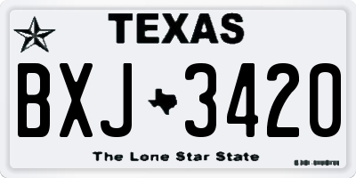 TX license plate BXJ3420