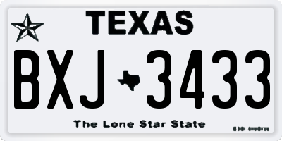 TX license plate BXJ3433