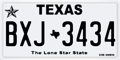 TX license plate BXJ3434