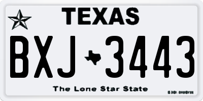 TX license plate BXJ3443