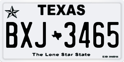 TX license plate BXJ3465