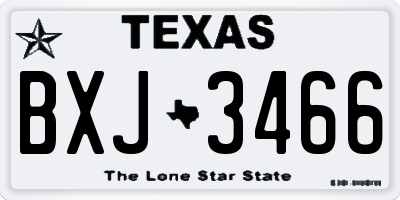 TX license plate BXJ3466