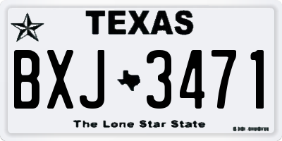 TX license plate BXJ3471