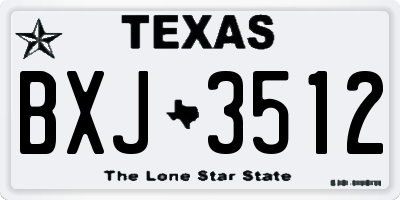 TX license plate BXJ3512