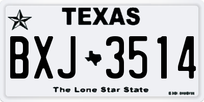 TX license plate BXJ3514