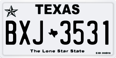 TX license plate BXJ3531