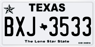 TX license plate BXJ3533
