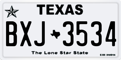 TX license plate BXJ3534