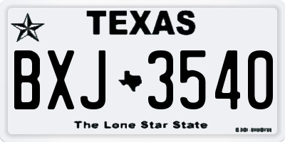 TX license plate BXJ3540