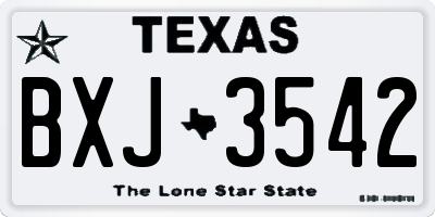 TX license plate BXJ3542