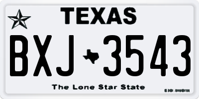 TX license plate BXJ3543