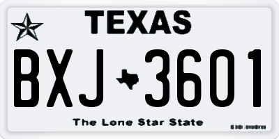 TX license plate BXJ3601