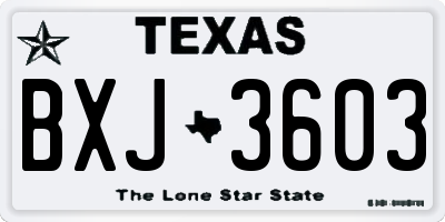 TX license plate BXJ3603