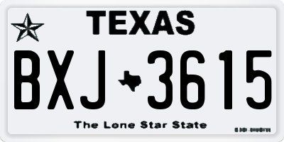TX license plate BXJ3615