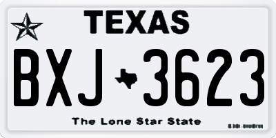 TX license plate BXJ3623