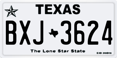 TX license plate BXJ3624