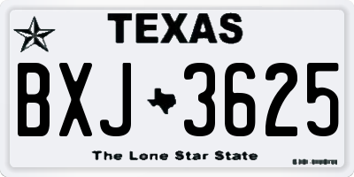 TX license plate BXJ3625