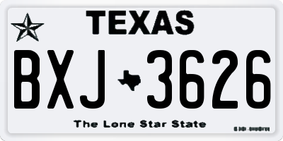 TX license plate BXJ3626
