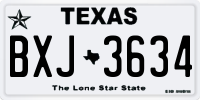 TX license plate BXJ3634