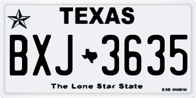 TX license plate BXJ3635