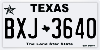 TX license plate BXJ3640