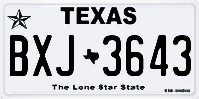 TX license plate BXJ3643