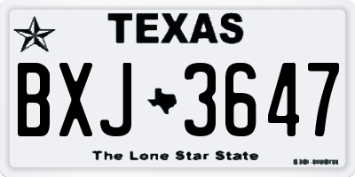 TX license plate BXJ3647