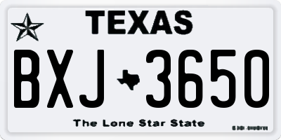 TX license plate BXJ3650