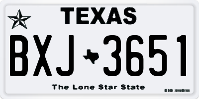 TX license plate BXJ3651