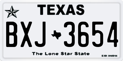 TX license plate BXJ3654