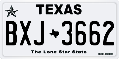 TX license plate BXJ3662