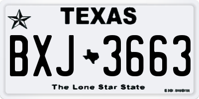 TX license plate BXJ3663