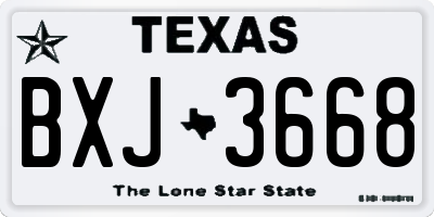 TX license plate BXJ3668