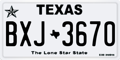 TX license plate BXJ3670