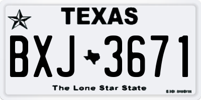 TX license plate BXJ3671