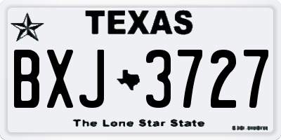 TX license plate BXJ3727