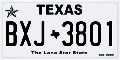 TX license plate BXJ3801