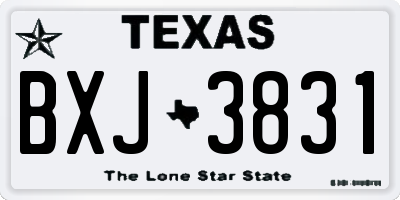TX license plate BXJ3831