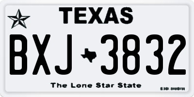 TX license plate BXJ3832