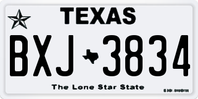 TX license plate BXJ3834