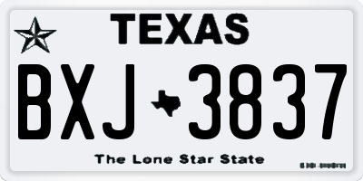 TX license plate BXJ3837