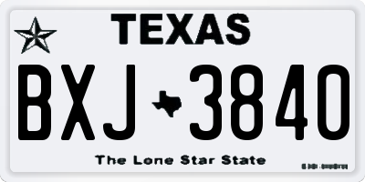 TX license plate BXJ3840