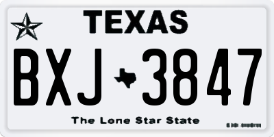 TX license plate BXJ3847