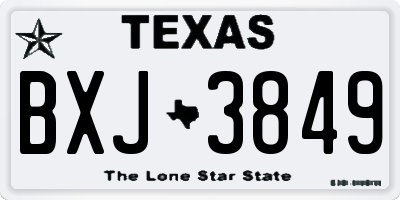 TX license plate BXJ3849
