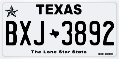 TX license plate BXJ3892