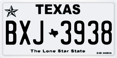 TX license plate BXJ3938