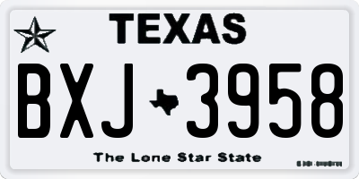 TX license plate BXJ3958