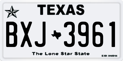 TX license plate BXJ3961