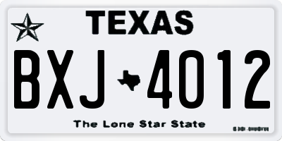 TX license plate BXJ4012